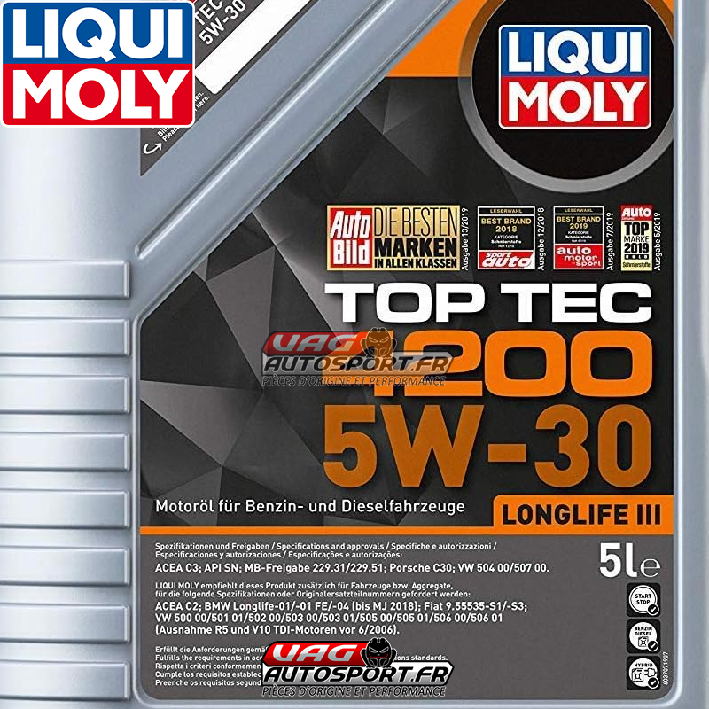 Huile moteur TOP TEC 4200 - 5W30 - 100% synthèse - 5 LITRES - Liqui Moly