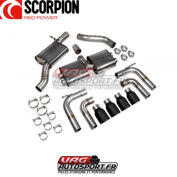 Demi-ligne avec silencieux sans valves et Black Ceramic Tailpipe - Audi S3 Saloon 8V.2 - SAU097C - Scorpion – Image 3